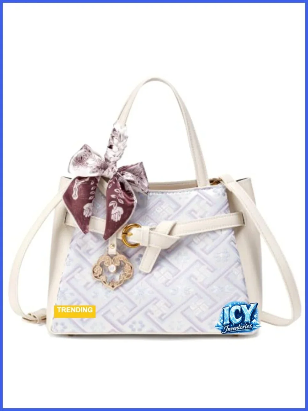 Vintage Leather Satchel Handbag with Embroidery Zipper Closure Tote Top-handle